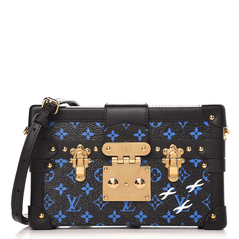 Louis Vuitton Petite Malle Trunk Crossbody shoulder bag Blue/Black Monogram LV
